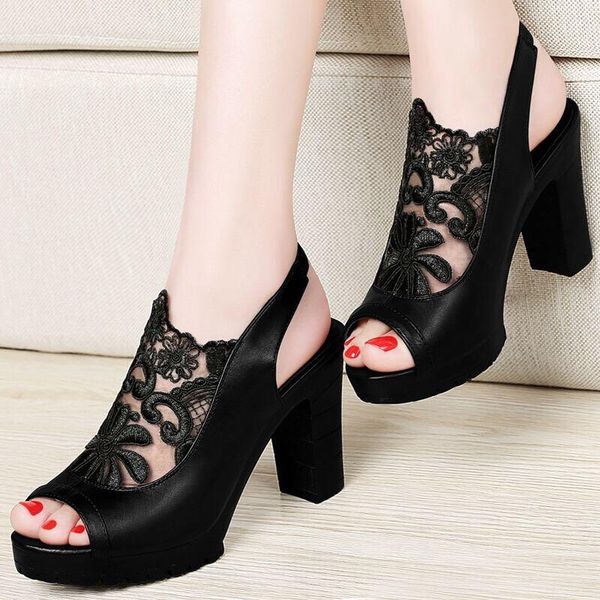 

wedge heel shoes women's sandals, Black