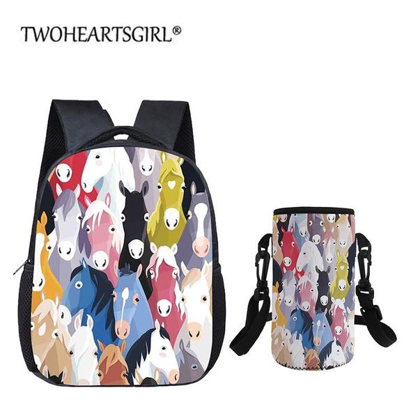 

backpack children kindergarten for kids boys girls cartoon animal horse print school toddler backpacks and water bottle holder