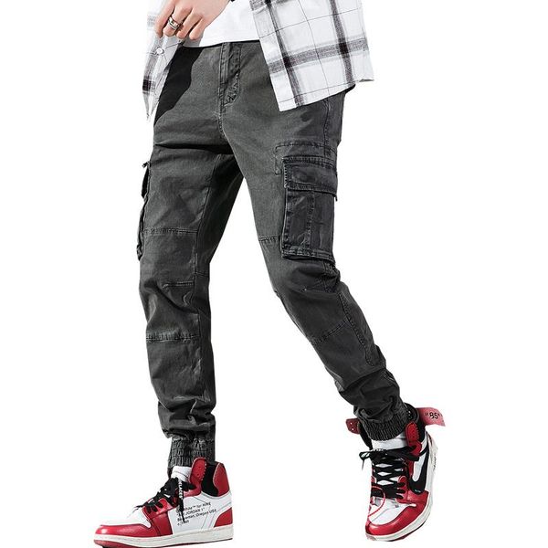 

spring camouflage combat men pants with baggy skinny harem cargo streetwear casual trousers abz619 men's, Black