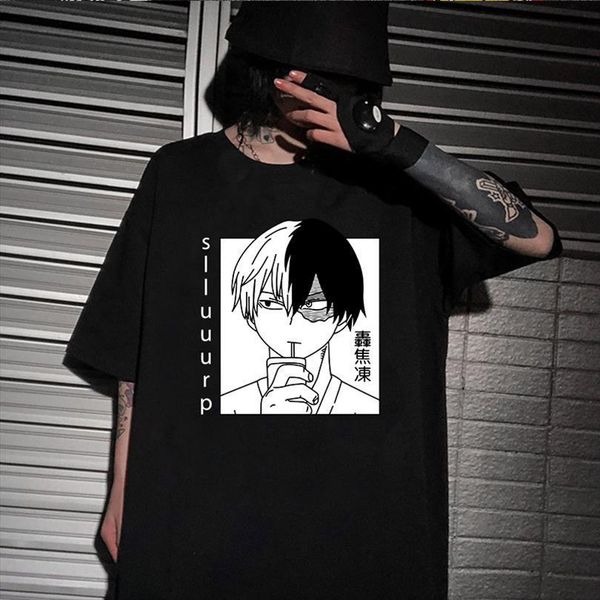 

harajuku anime my hero academia mens t shirt s todoroki tees, White;black