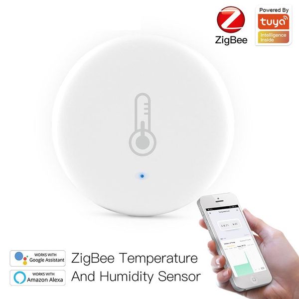 

smart home control tuya zigbee temperature and humidity sensor battery powered security work with life app alexa google