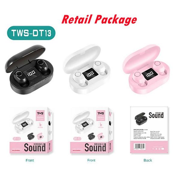 Atacado fones de ouvido dt-13 tws esporte fone de ouvido sem fio com BT5.0 Touch Control Ruído Cancelando Som Estéreo Earbuds PK A6S Inpods12