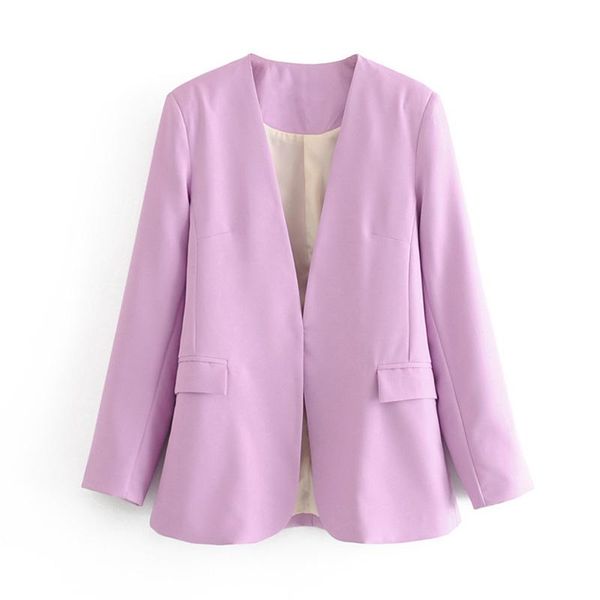 

women's suits & blazers chic v neck blazer women solid color long sleeve casual suit jacket 2021 ladies office wear purple coat with po, White;black