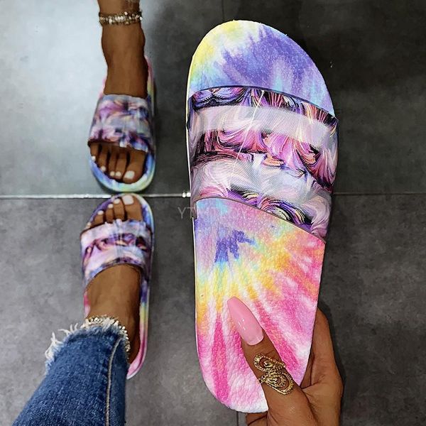 

fashion print beach slippers transparent footwear women sandals shoes travel slip-on zapatillas mujer casa flip flop, Black