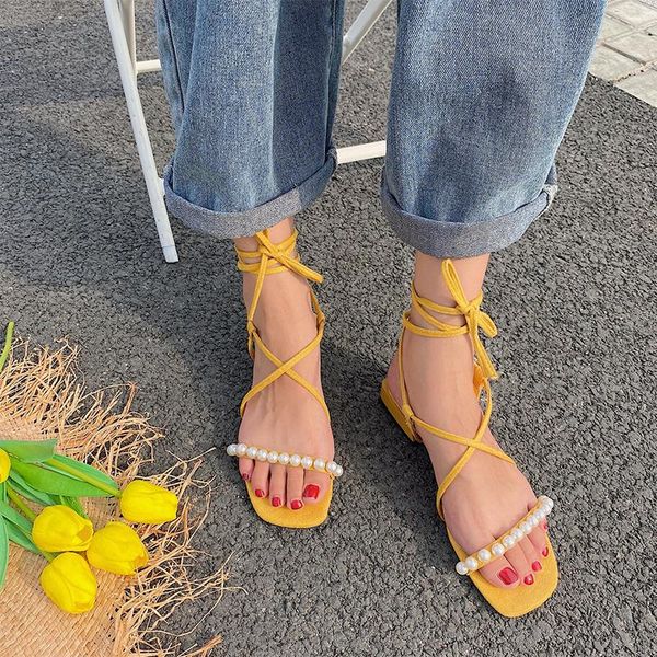 

sandals for girls thick heel women's 2021 summer fashion pearl cross strap ankle sandal heels beach shoes, Black