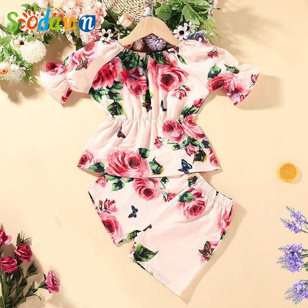 

clothing sets sodawn girls summer short 2pcs kids clothes children baby girl children's costumes, White