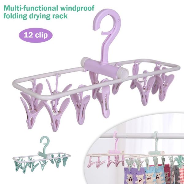 

foldable clothes drying rack 12 clips plastic laundry dryer for underwear socks bras clip hanging cloth organizer hangers & racks