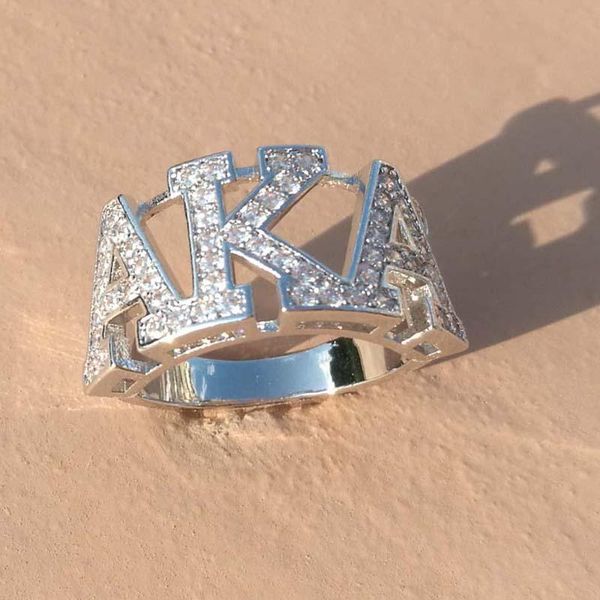 Anéis de cluster de alta qualidade prata zircão grego aka sorority ring