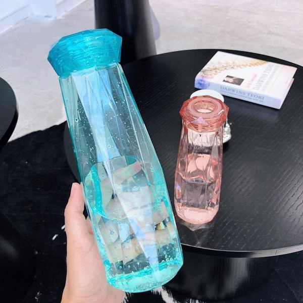 

water bottles creative 620ml plastic colorful diamond shape bpa portable travel cute drink bottle for women girls