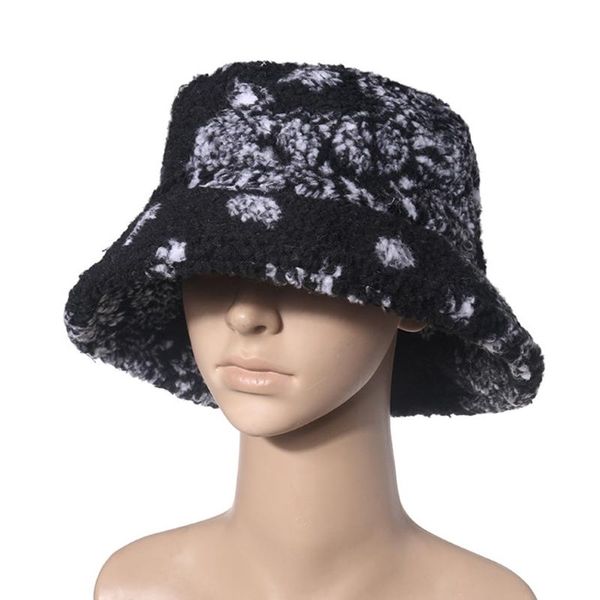 

wide brim hats graffiti autumn winter lamb hair hat wool plush outdoor trend fisherman men women casual warm r7rf, Blue;gray