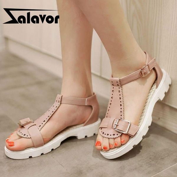 

sandals zalavor size 34-43 women buckle platform for summer fashion casual shoes daily vacation footwear, Black