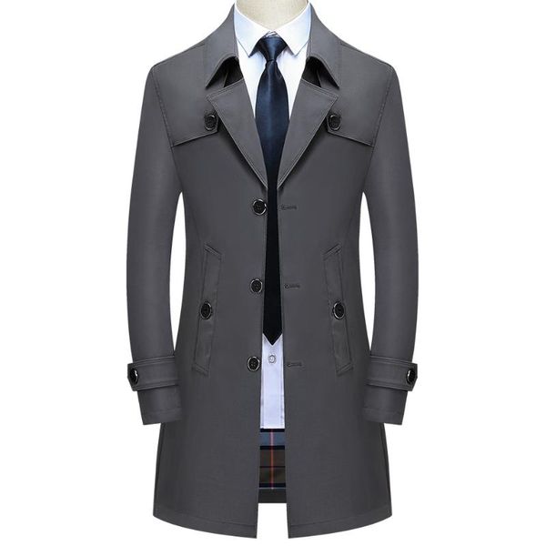 

men's trench coats brand spring autumn men long superior quality buttons plus size male fashion outwear jackets windbreaker, Tan;black
