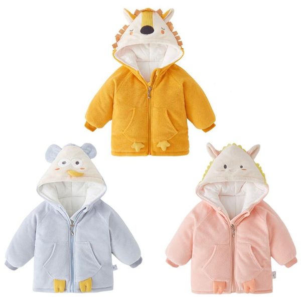 

down coat boys girls padded cotton jacket warm outerwear zipper cartoon, Blue;gray