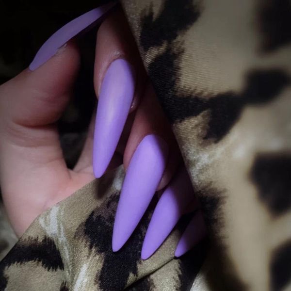 

false nails 1pc matte solid color stiletto nail tips extension french coffin long acrylic press on, Red;gold