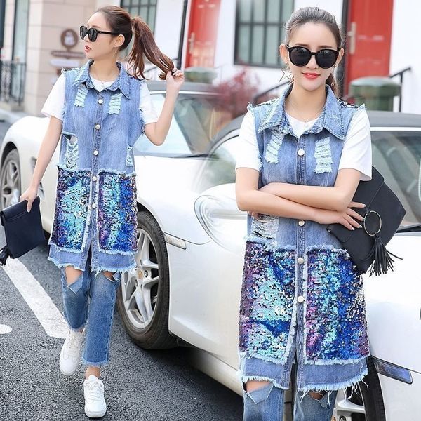 

women's jackets collect sleeveless jeans for women, plus size, women's vest, spring, summer, intensity, sequins, urban fashion, c2, Black;brown
