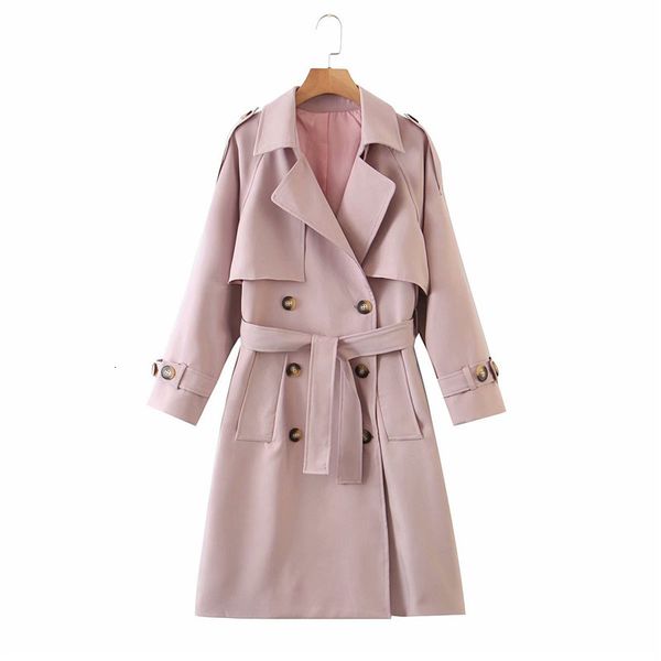 

women's jackets sweet lady stylish autumn pink streetwear long with belt womens fashion double breasted raglan sleeve coat 6a1v, Black;brown