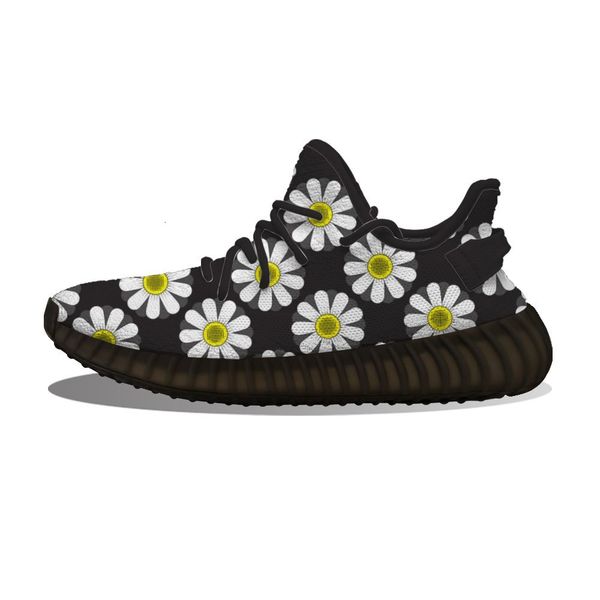 

diy custom black white sunflower running sho mh printed mens womens trainers outdoor sports sneakers