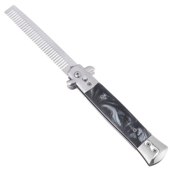 

hair brushes foldable metal spring comb resin handle portable pocket, Silver