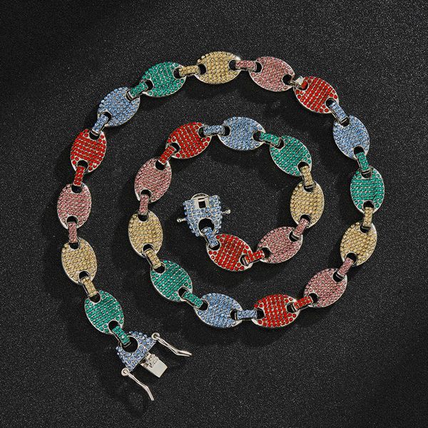 

pig nose coffee bean color necklace european and american hip hop jewelry neutral bracelet, Black