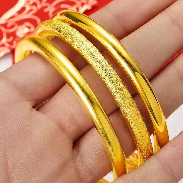 

bangle ancient law inheritance sand gold bracelet for women designer 6mm solid closed with heavy gold-plated color jewelry wholesale, Black