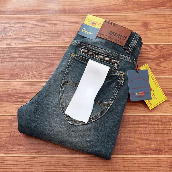 

men's jeans men 's autumn elastic retro pants fashion, Blue