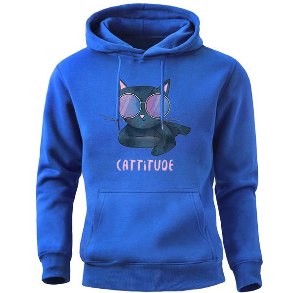

men's hoodies & sweatshirts cute cat with glasses catituoe pullovers koeran hipster sweatshirt man harajuku streetwear crewneck tracksu, Black