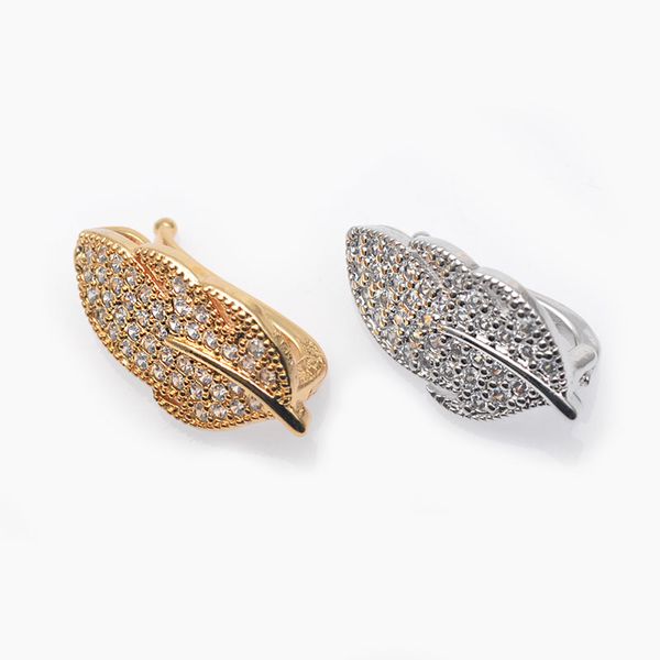 

pcs/lot leaf shape clasp & hooks fasteners pave zircon beads for diy jewelry makings necklace bracelet chain accessory supplies