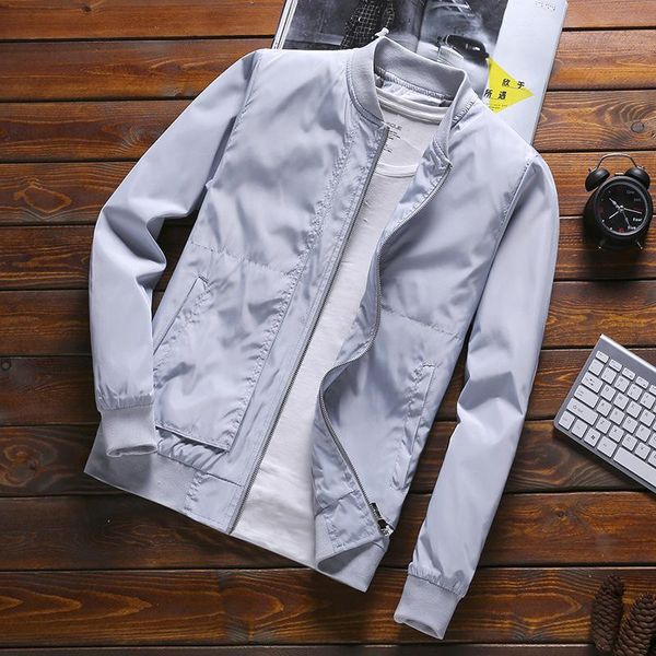 

men's jackets nice spring summer thin solid coats male casual slim stand collar bomber jacket men overcoat m-4xl for man, Black;brown
