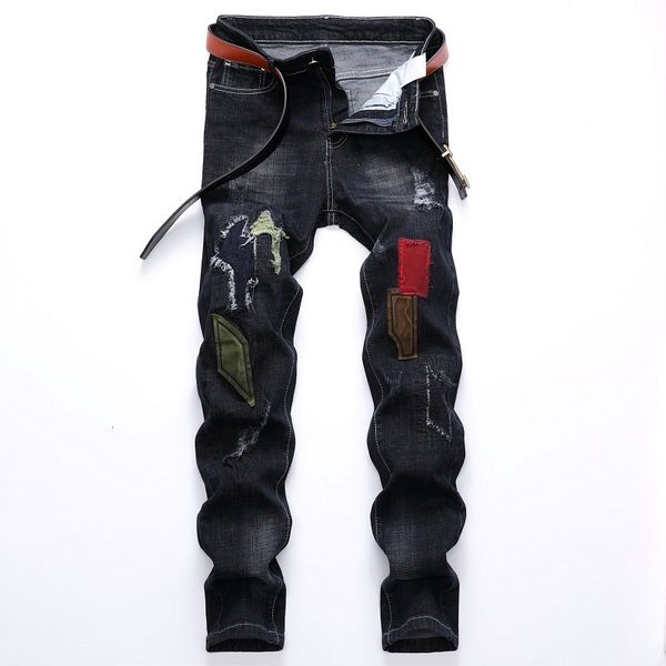 

jeans trendy stretch men's autumn and winter cut cloth, Blue