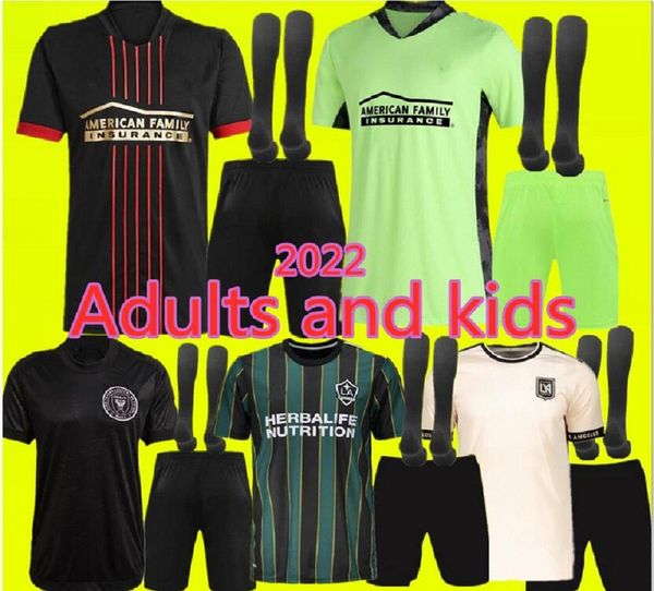 

21 22 la galaxy soccer jersey atlanta united fc lafc football shirts 2022 inter miami cf chicharito pavon jerseys adults and kids, Black;yellow
