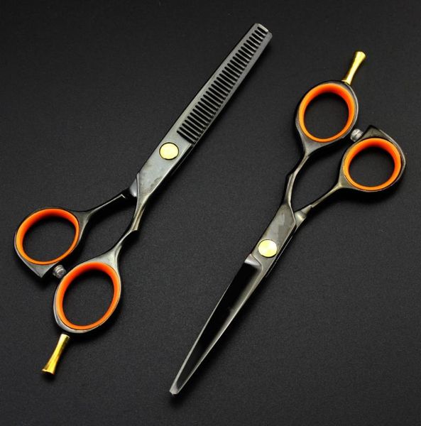 

hair scissors professional 440c 5.5 inch black set cutting barber scisor thinning shears hairdressing