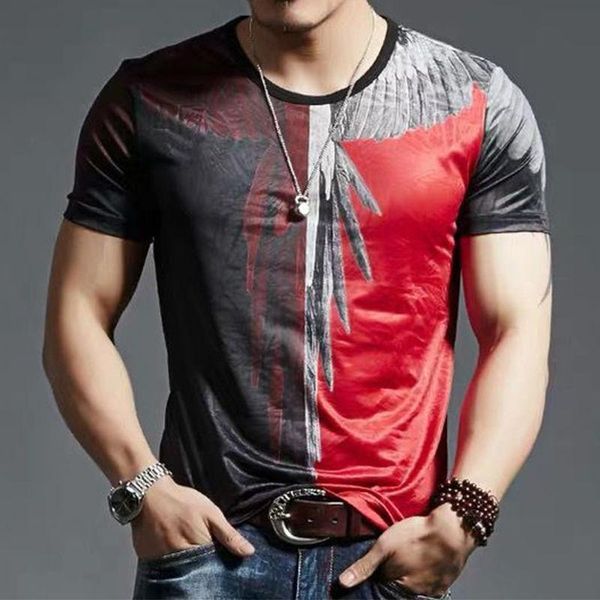 

summer men's short sleeve retro personalized printing trend slim ice casual t-shirts, White;black