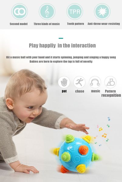 Musiktanzball Kinder Babyspielzeug 1-3 Jahre alt vibrierendes Springpuzzlespielzeug Übung Kinderkörper