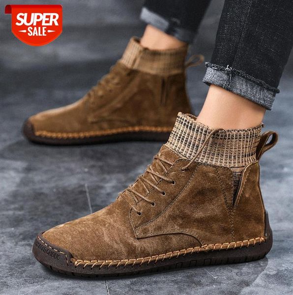 

men's martin boots large size shoes casual short tube leather for men #hn8a