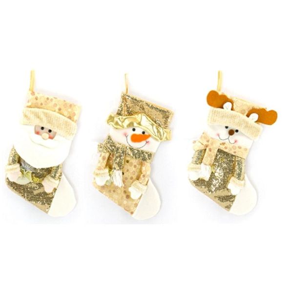 

christmas decorations stocking kids gift bag gold sequin candy decoration for home sock tree