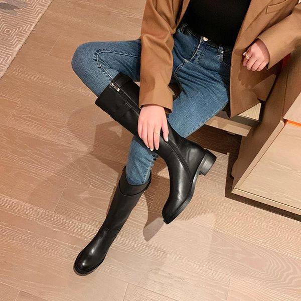 

boots 2021 winter hand-made simple youth style knight, Black