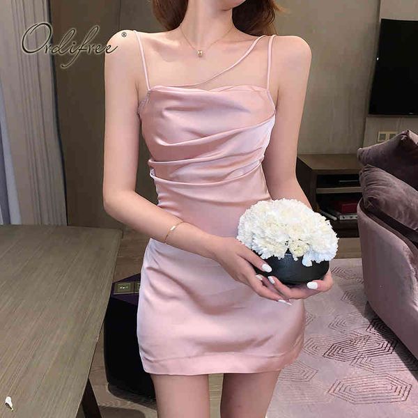 

summer women satin party spaghetti strap pink silk mini dress 210415, Black;gray