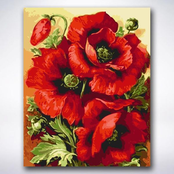 

paintings flower oil painting by numbers with red diy picture wall decoration