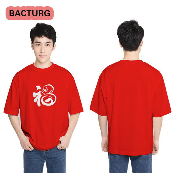 

men's t-shirts chinese blessing pattern couples large size men's t-shirt harajuku parent-child short sleeve, White;black
