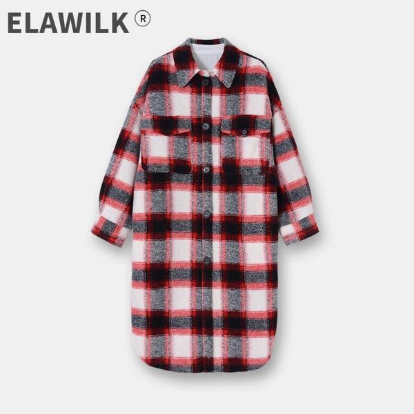 

women's wool & blends chic women autumn winter plaid overcoat 63% loose coat c435, Black