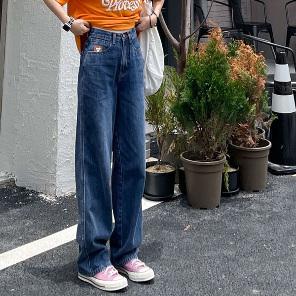 

street pat pants summer thin blue high waist loose and