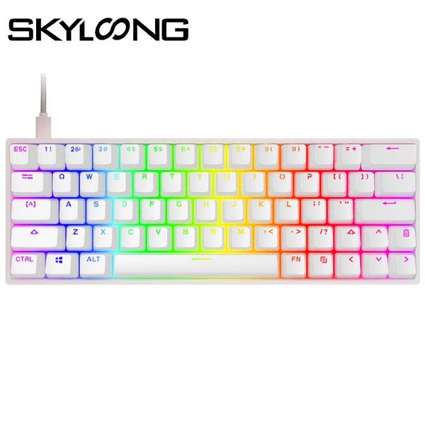 

skyloong gk64s bluetooth mechanical keyboard swap ergonomics rgb abs keycaps wireless gamer for desklapmac keyboards