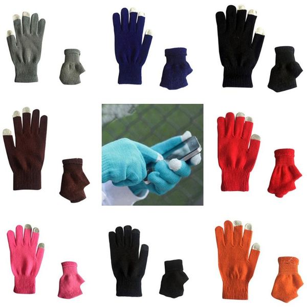 

five fingers gloves winter cashmere knit silicone non-slip thicken warm fleece magic arm hand warmer knitted long fingerless, Blue;gray