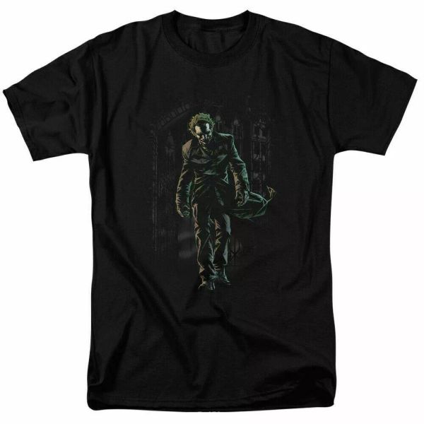 

batman joker leaves arkham t shirt licensed comic book tee black, White;black