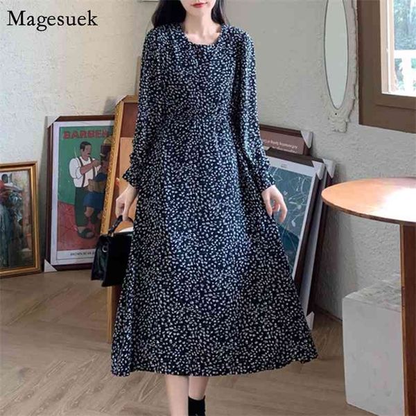 Vintage Black Print Floral Summer Dress Donna manica lunga Plus Size Party Prom Casual femminile es Robe 13493 210512