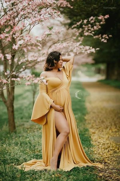 

maternity dresses long sleeve beautiful dress pregnant women clothes pography pregnancy for po shoot1, White