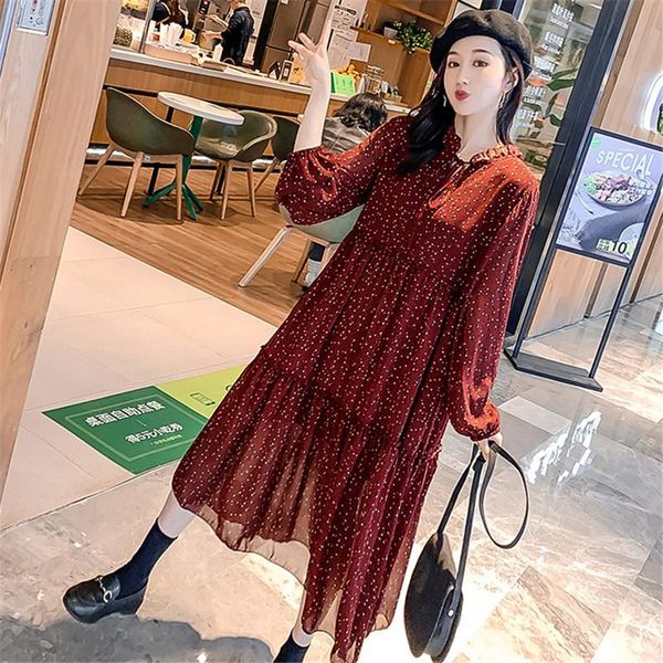 

casual dresses floral print chiffon dress women ruffles lace up vintage long elegant loose 4xl party plus size lantern sleeve b319, Black;gray