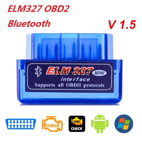 

new obd v2.1 v1.5 mini elm327 obd2 bluetooth auto scanner obdii 2 car elm 327 tester diagnostic tool for android windows symbian