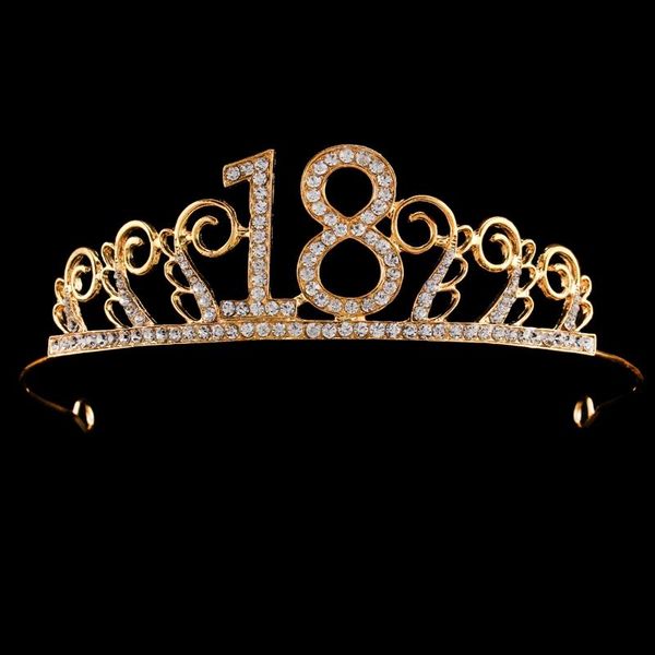 

hair accessories european style vintage baroque 18 birthday golden/silver rhinestone crown for bbirthday party ornament