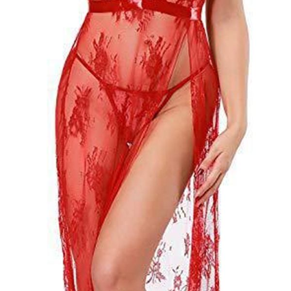 

mesh lace up pajamas lingerie backless perspective night, Black;white